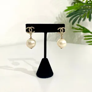 Chanel Pearl Drop CC Earrings