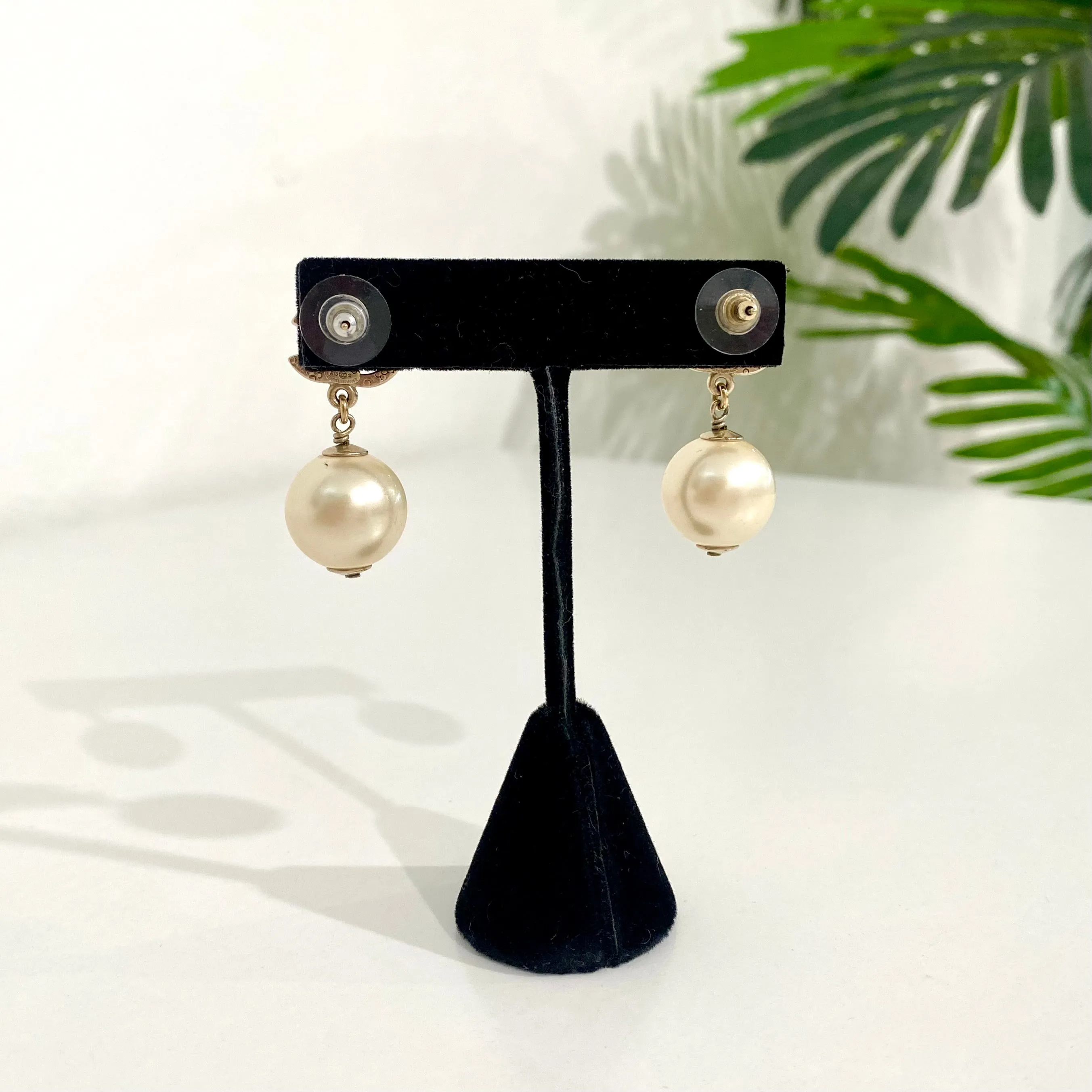 Chanel Pearl Drop CC Earrings