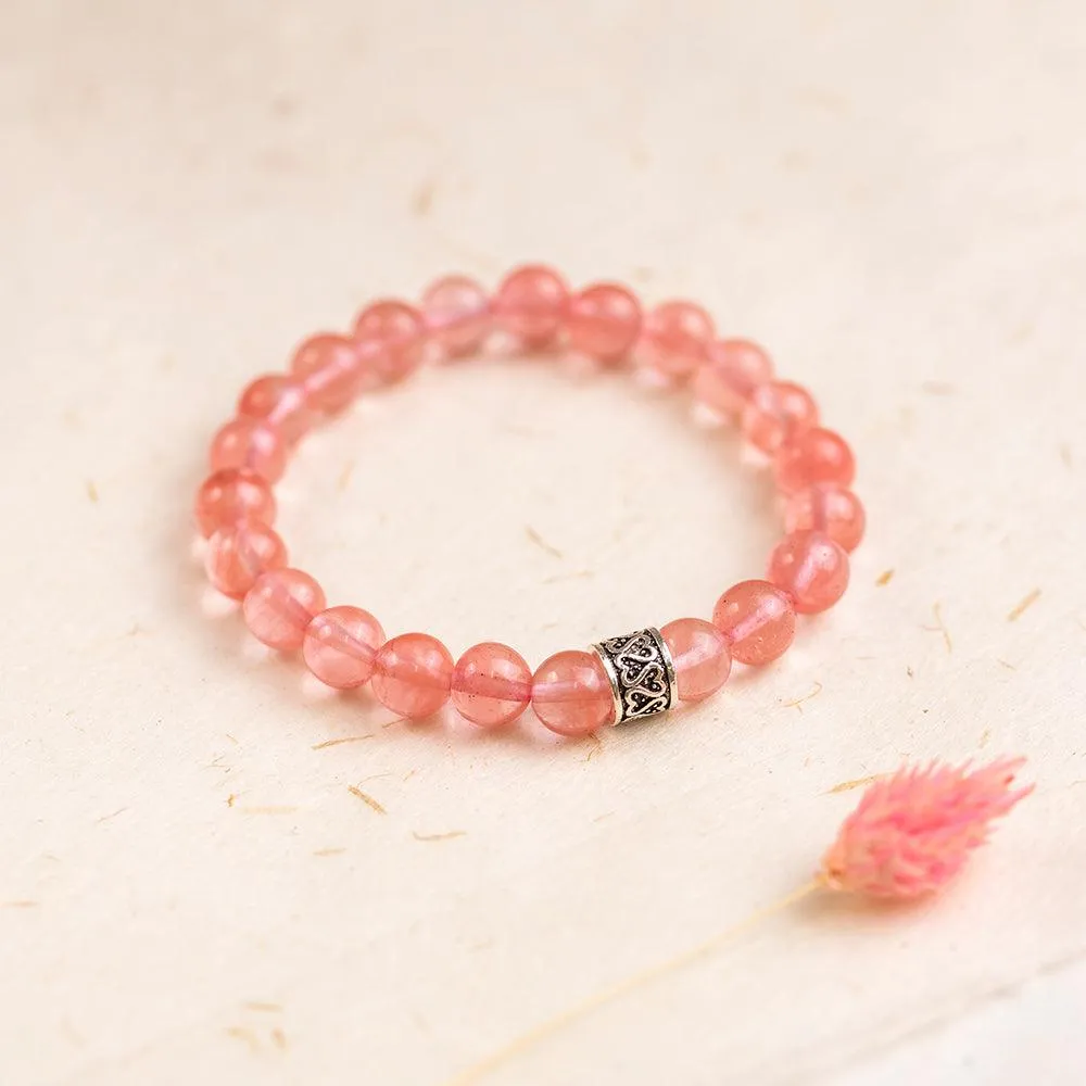 Cherry Quartz Gemstone Bracelet - Delara Collection