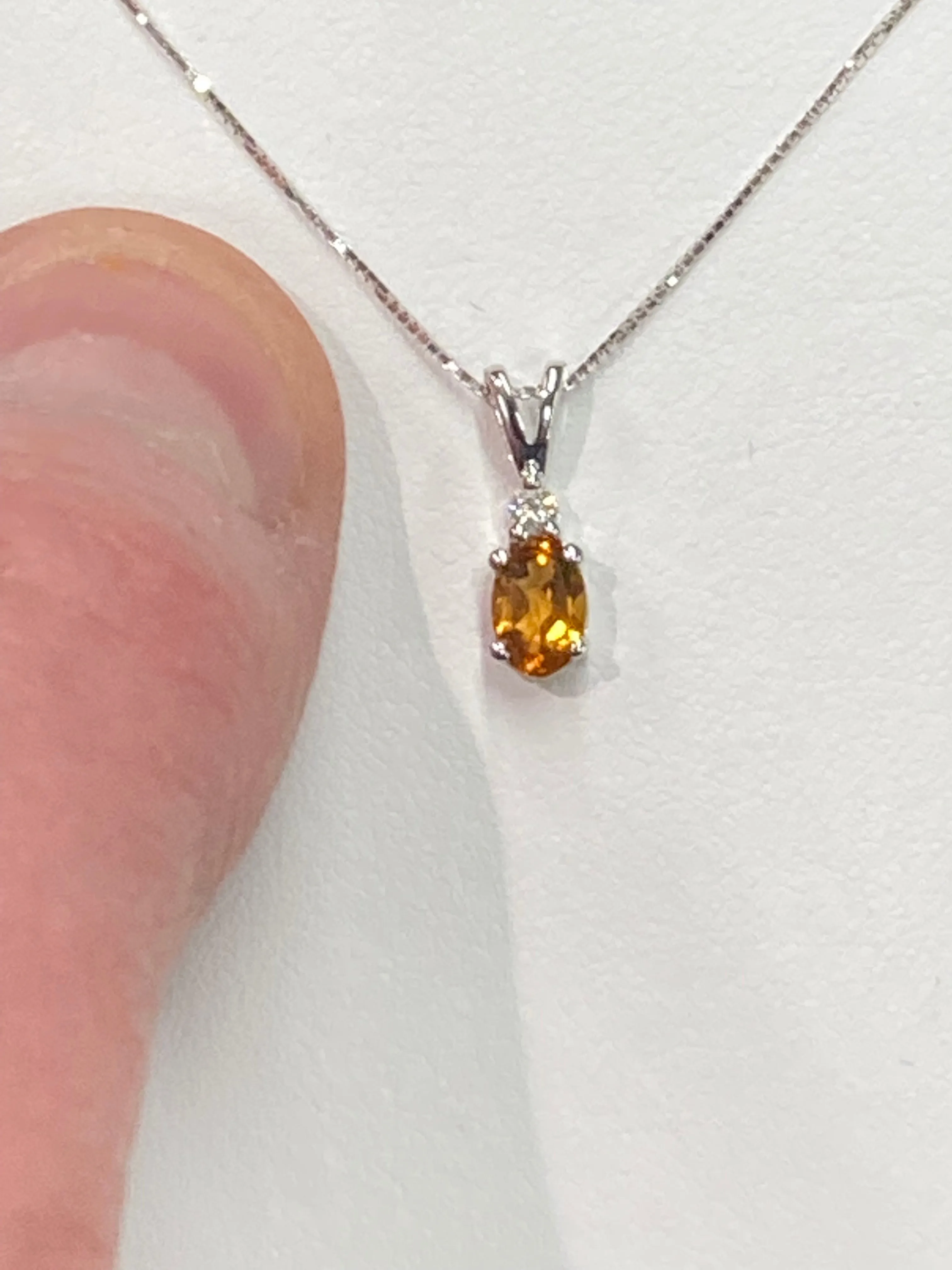 Citrine And Diamond White Gold Pendant