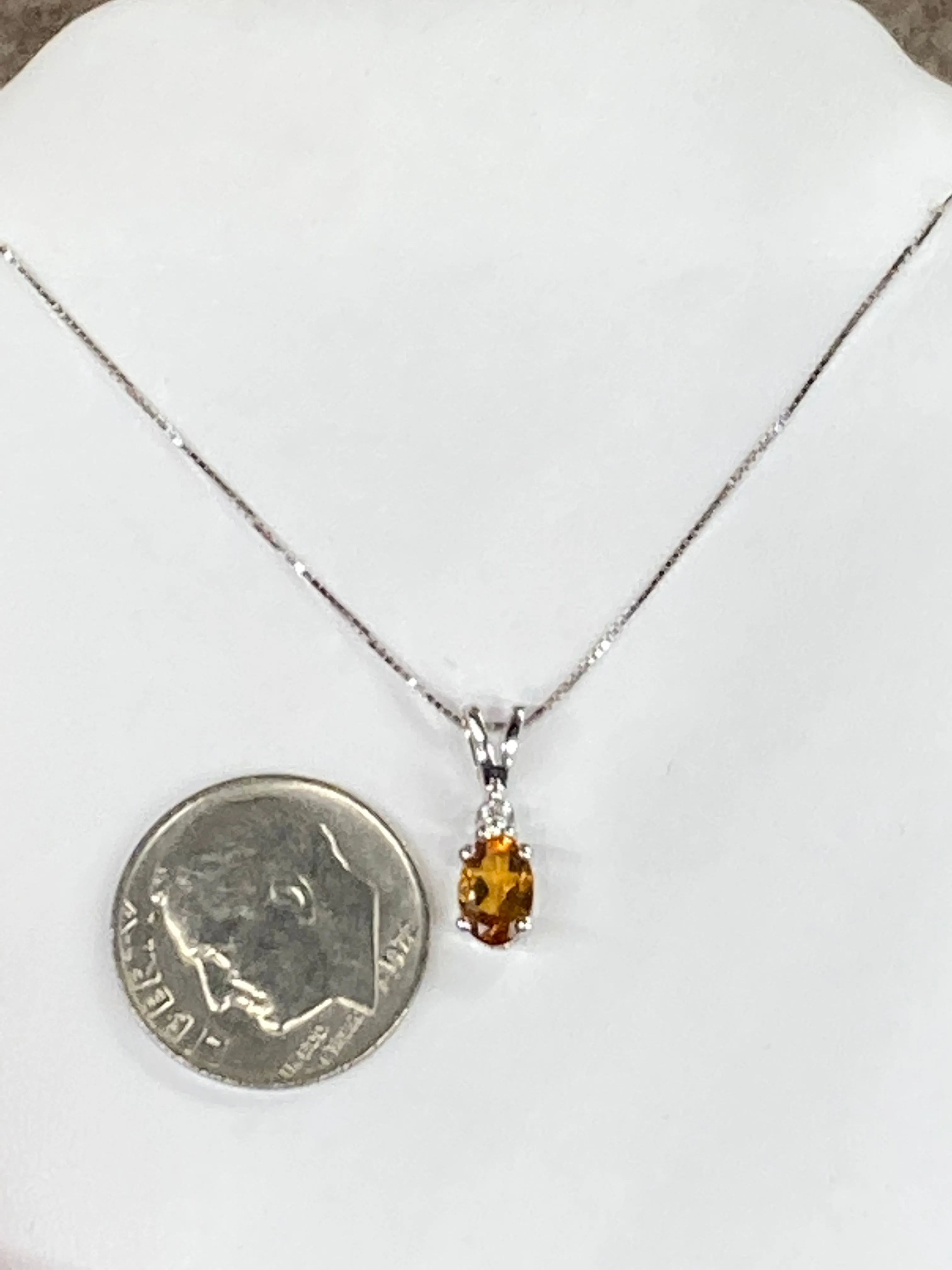 Citrine And Diamond White Gold Pendant