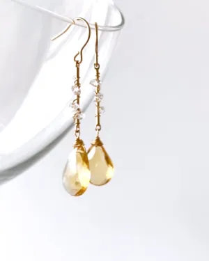 Citrine and Herkimer Diamonds Queen Earrings