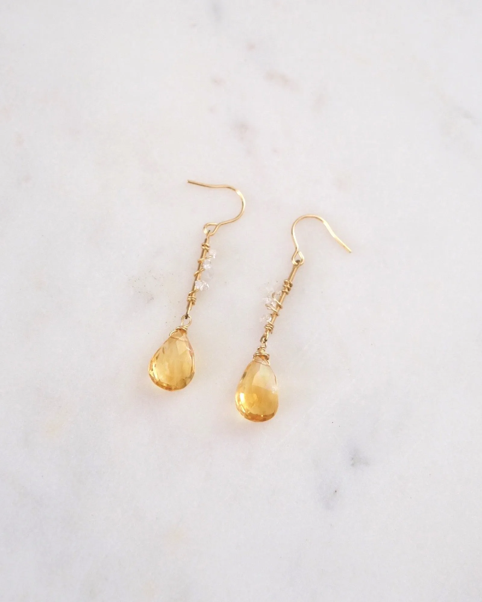 Citrine and Herkimer Diamonds Queen Earrings