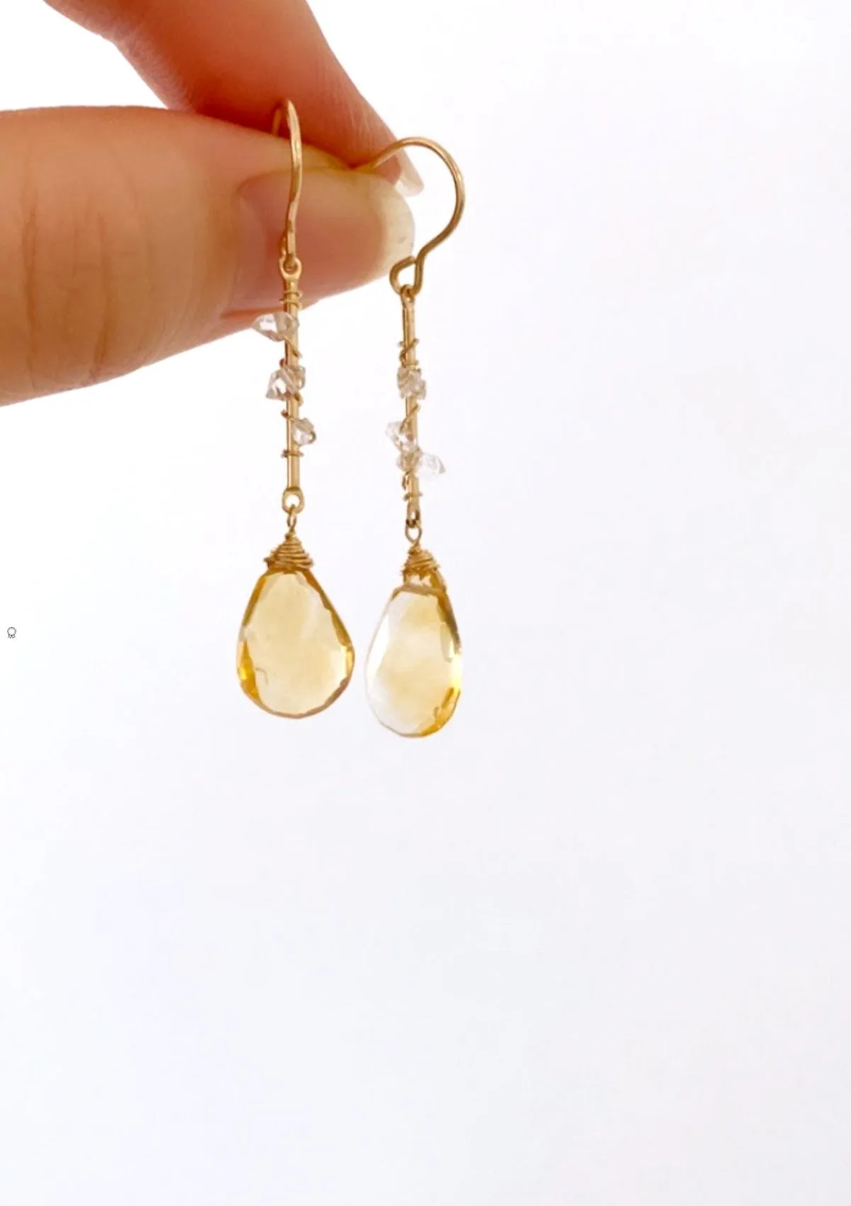 Citrine and Herkimer Diamonds Queen Earrings