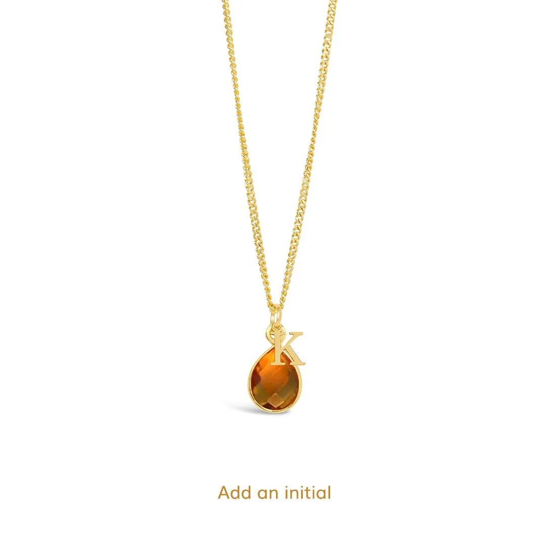 Citrine Charm Necklace | Gold - November