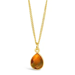 Citrine Charm Necklace | Gold - November