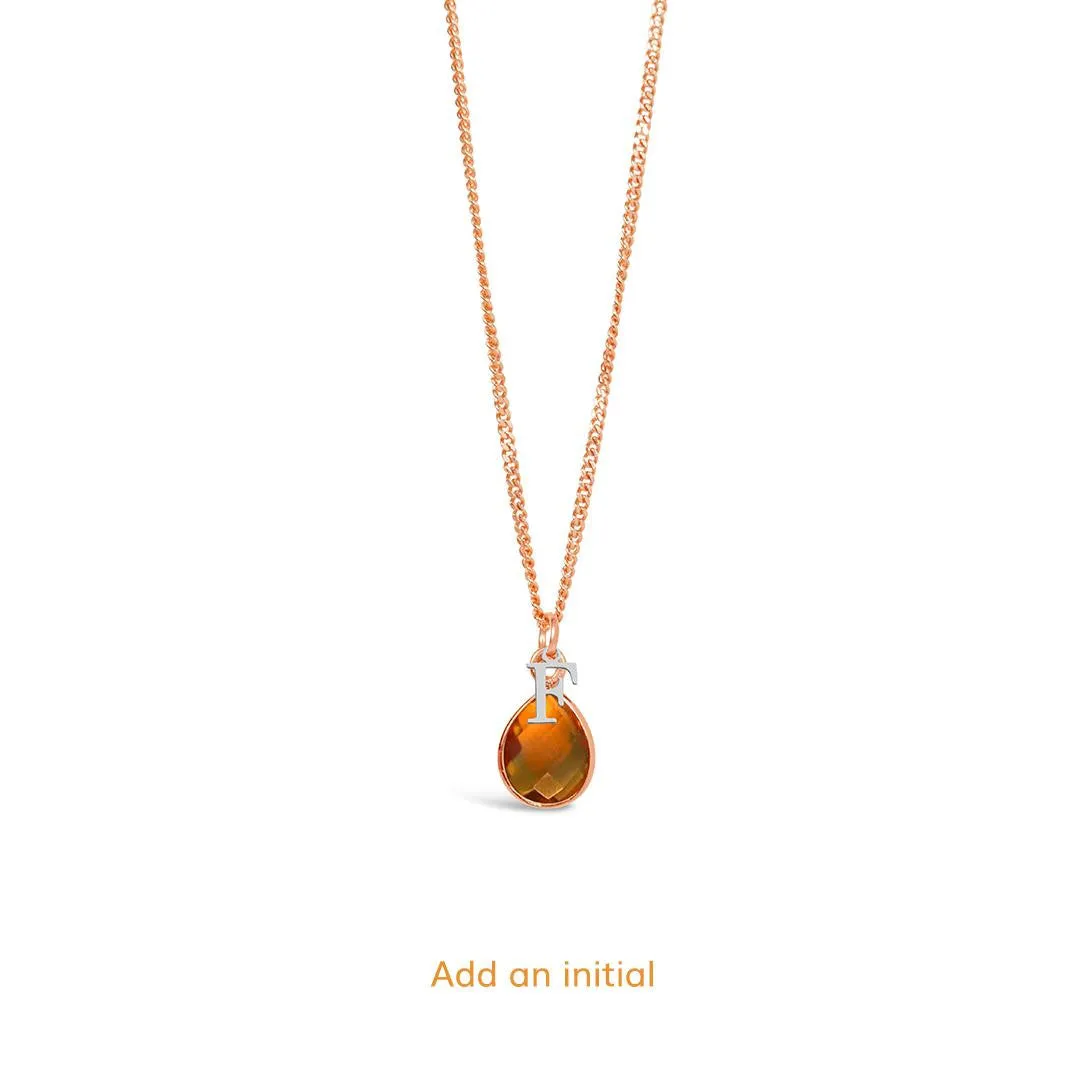 Citrine Charm Necklace | Rose Gold - November