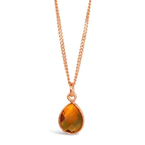 Citrine Charm Necklace | Rose Gold - November