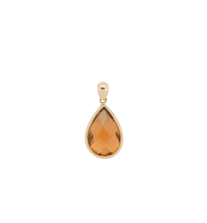 Citrine Oval Gemstone Charm 14K