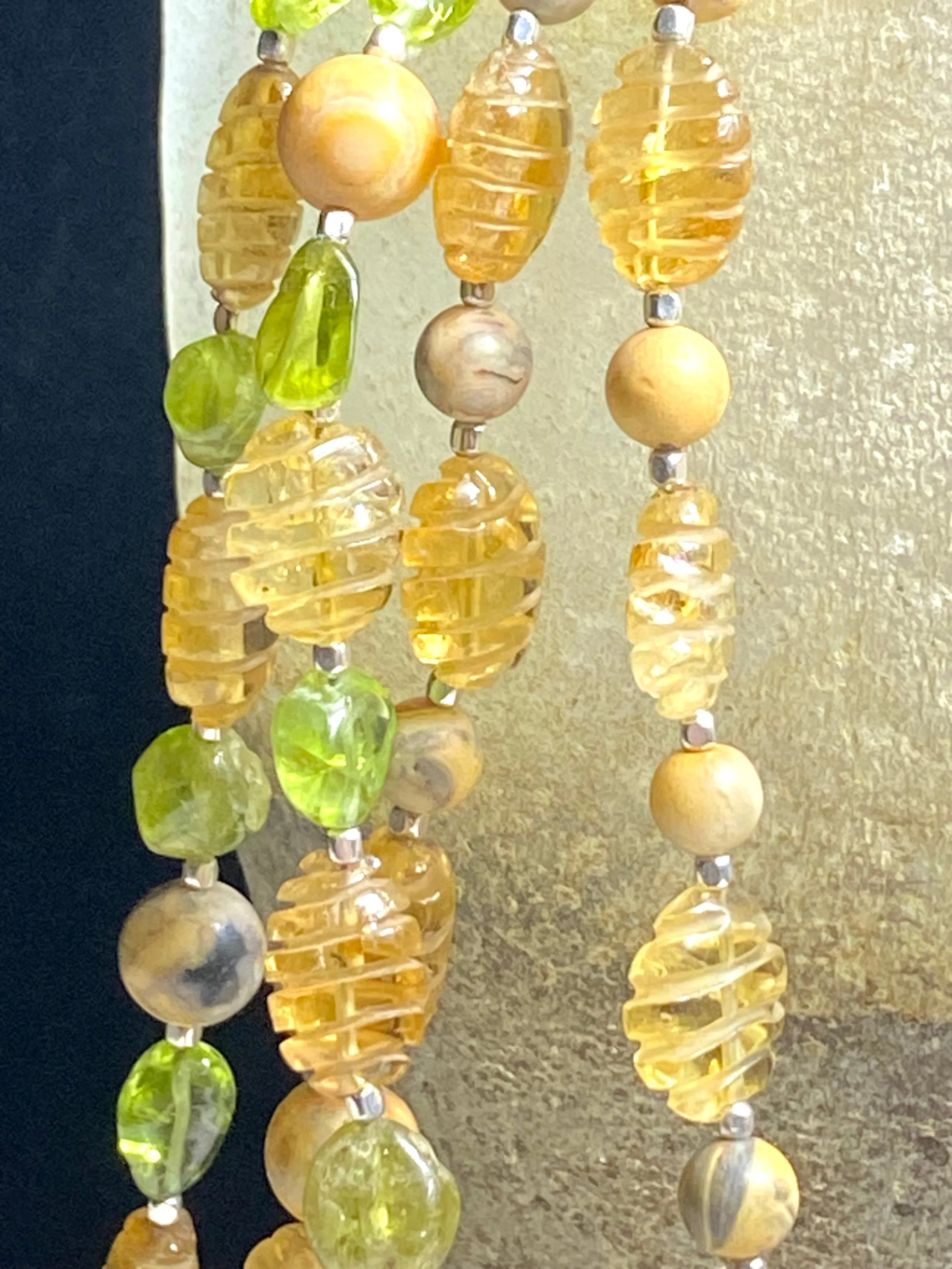 Citrine, Peridot And Jasper Necklaces