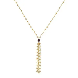 Citrine Tassle Necklace with Garnet Guru Bead