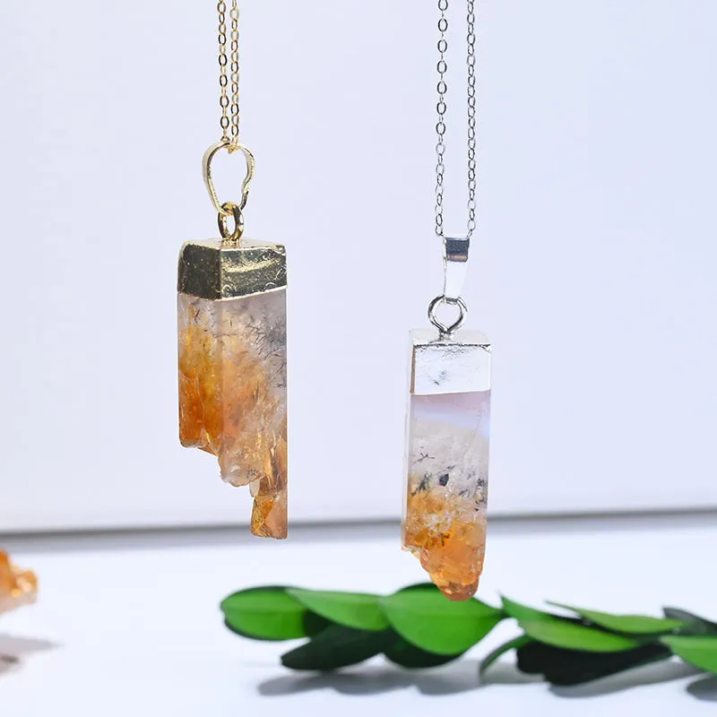 Citrine Unisex Pendant Necklace