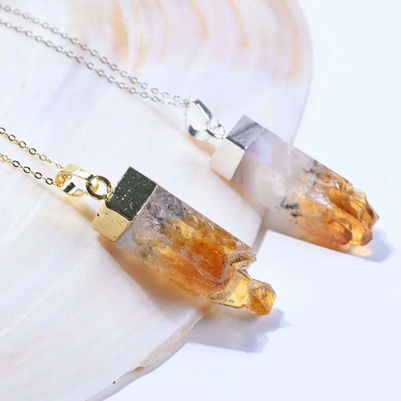 Citrine Unisex Pendant Necklace