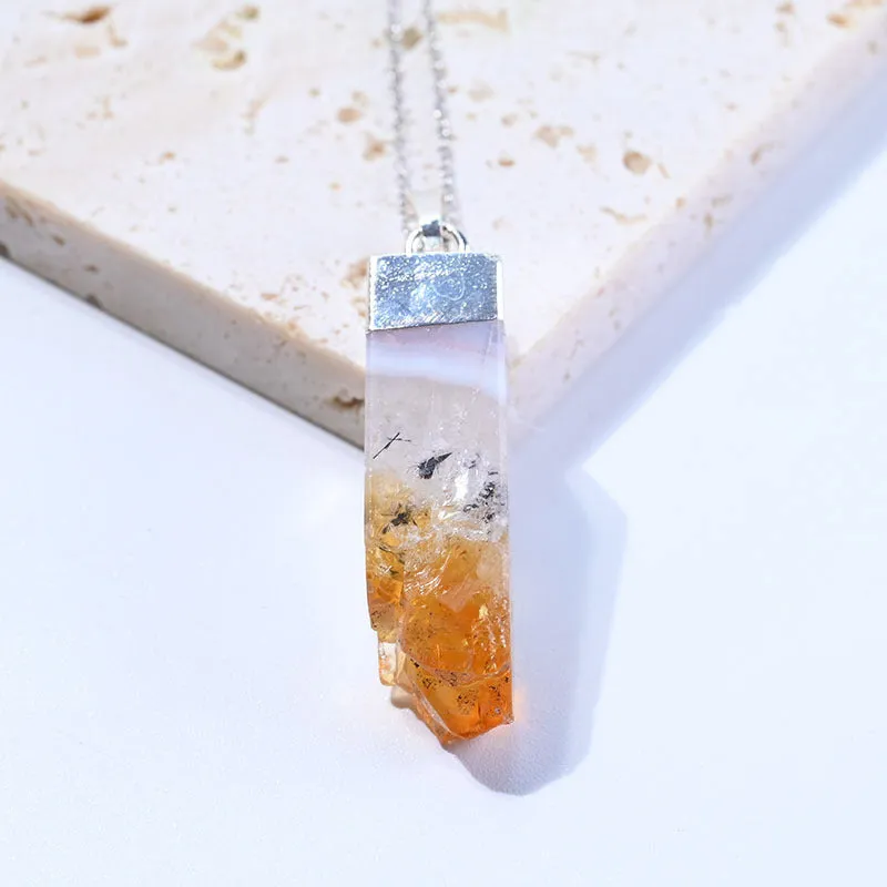 Citrine Unisex Pendant Necklace