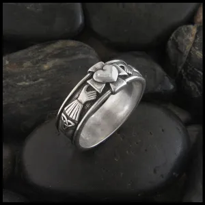 Claddagh Cross Ring in Sterling Silver