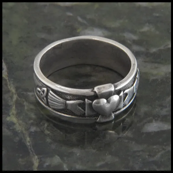 Claddagh Cross Ring in Sterling Silver