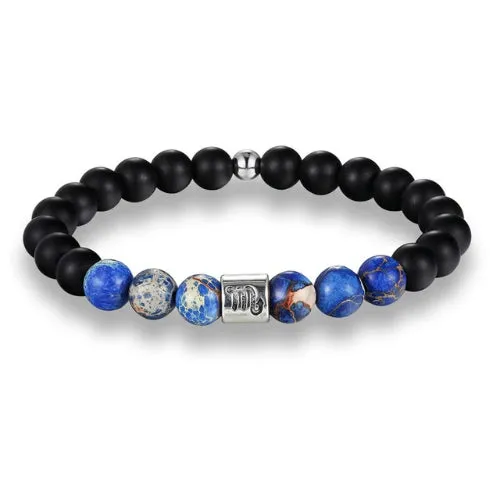 Classy Men Blue Beaded Zodiac Bracelet