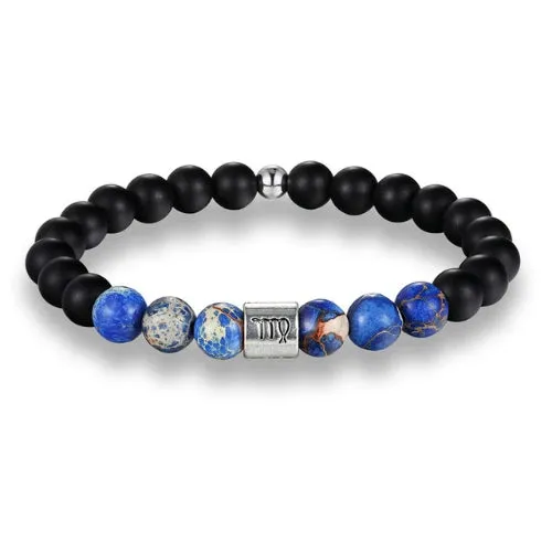 Classy Men Blue Beaded Zodiac Bracelet