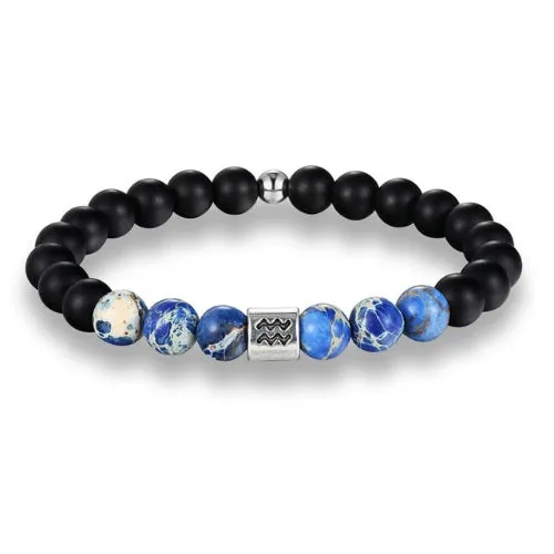 Classy Men Blue Beaded Zodiac Bracelet