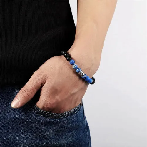 Classy Men Blue Beaded Zodiac Bracelet