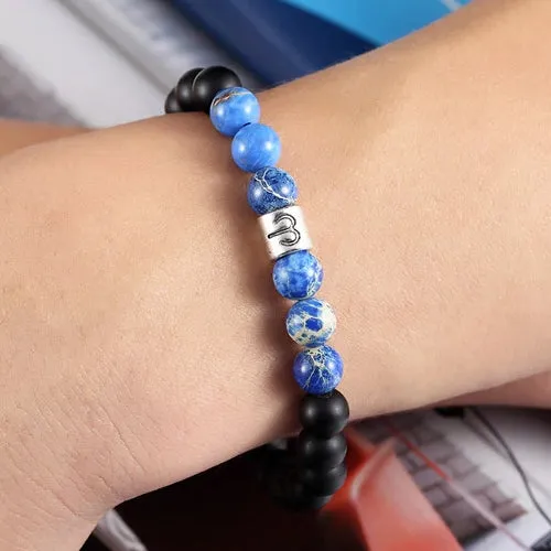 Classy Men Blue Beaded Zodiac Bracelet