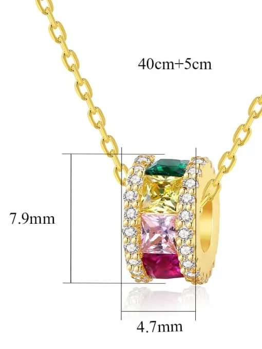 Color My Day Barrel Necklace Diamond CZ 18k Gold Plated .925 Sterling Silver