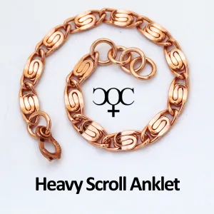 Copper Ankle Chain Heavy 9 mm Solid Copper Celtic Scroll Chain Anklet Adjustable Solid Copper Anklet Chain