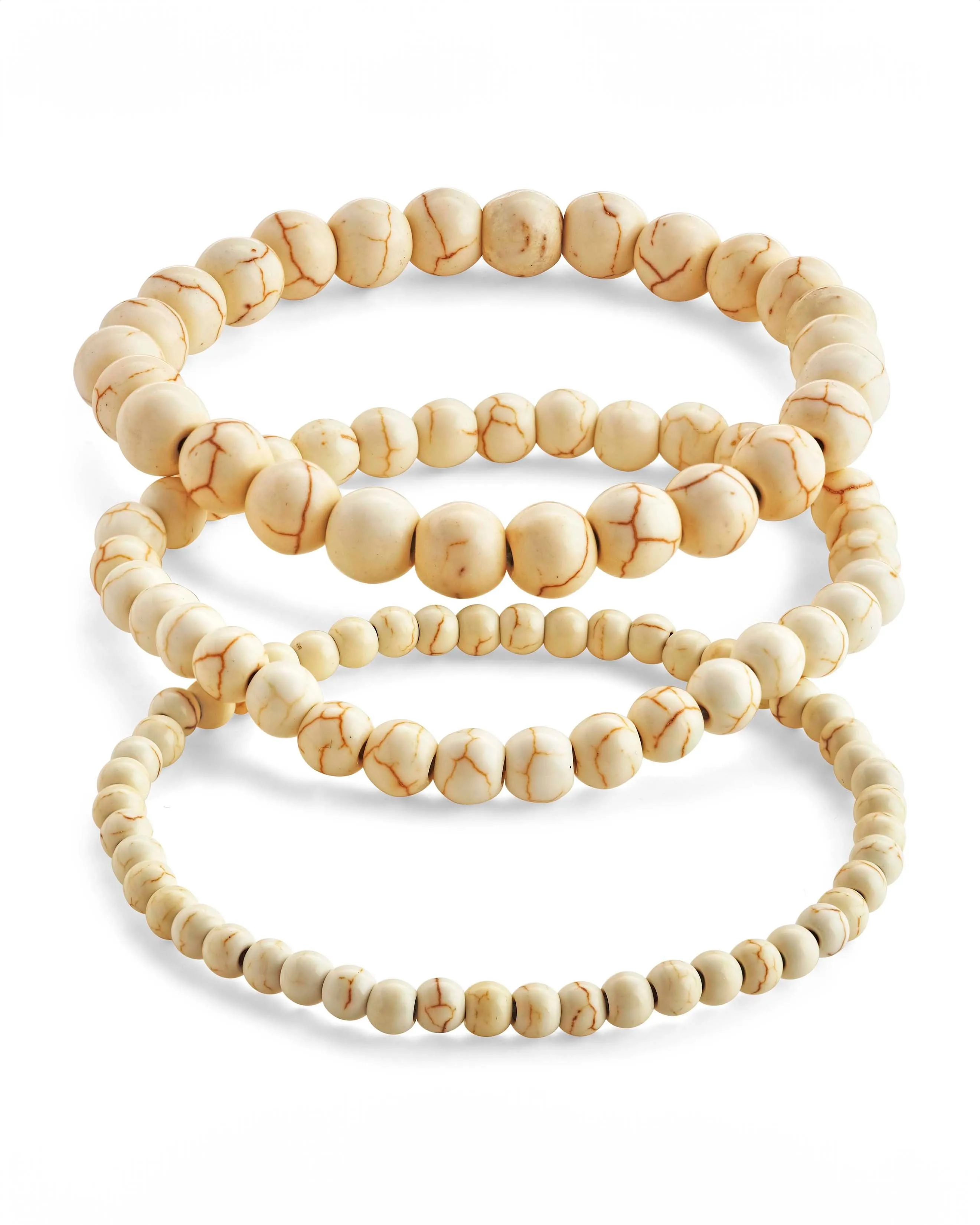 Cream Howlite Stretch Bracelet Set of 3