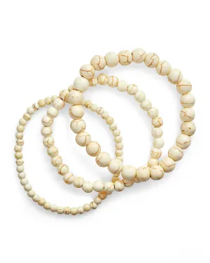 Cream Howlite Stretch Bracelet Set of 3