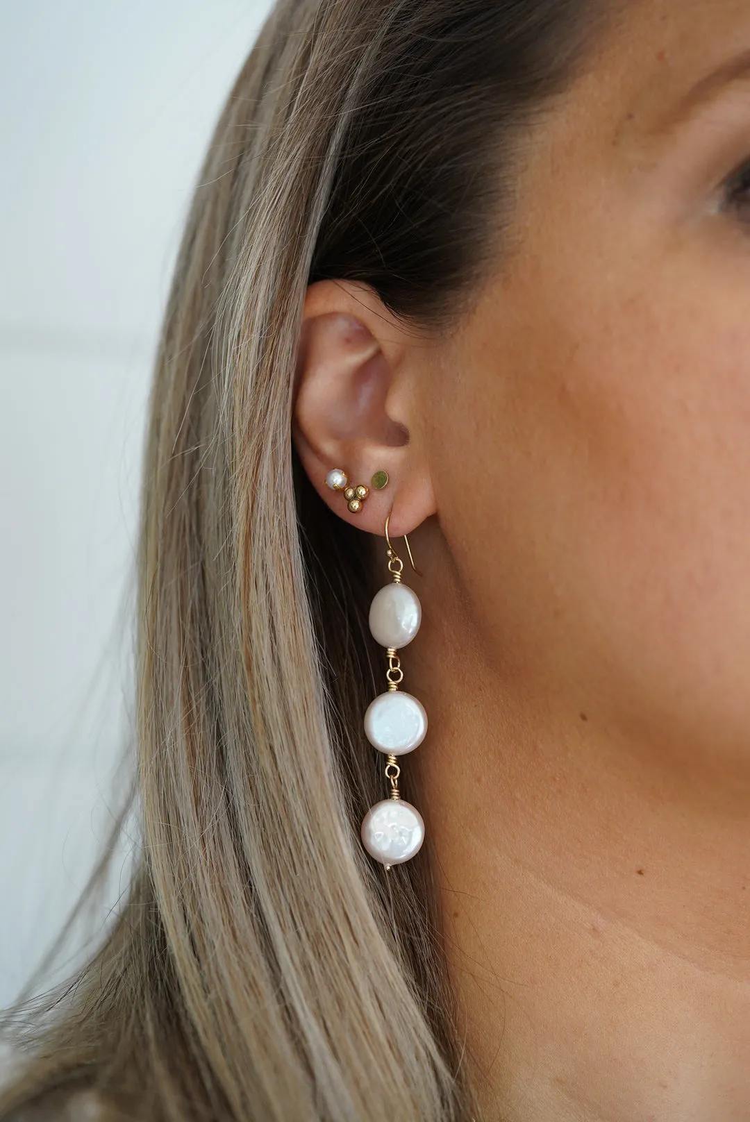 Cultured Freshwater Pearl Coin Earrings