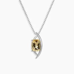 Cushion Cut Citrine Pendant Necklace Australia in Sterling Silver | Irosk ®