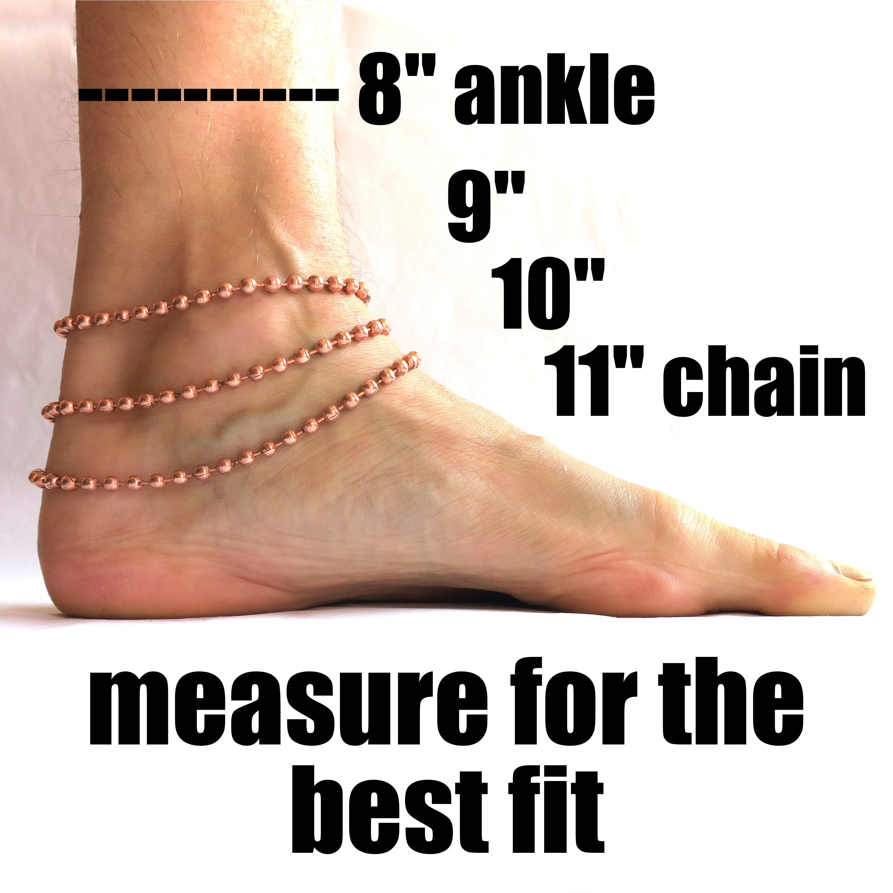 Custom Copper Curb Chain Anklet AC72M Adjustable Size Solid Copper 5mm Cuban Curb Ankle Chain