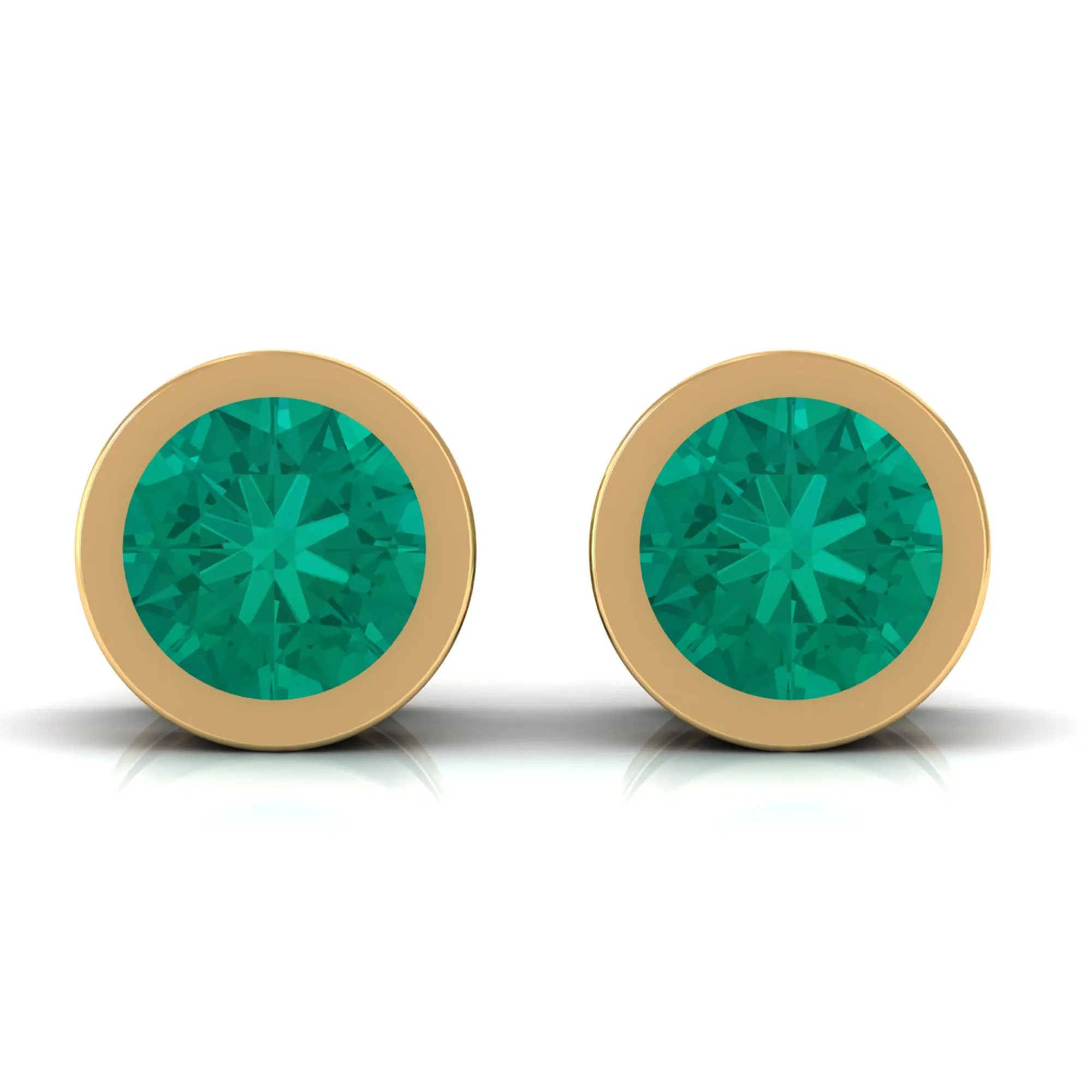 Dainty Emerald Bezel Set Solitaire Stud Earrings