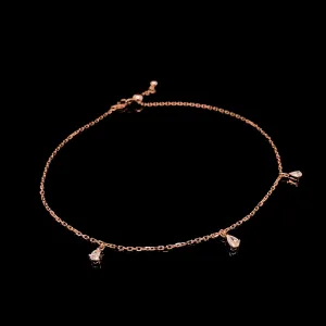 Dangling Pear Diamond Anklet