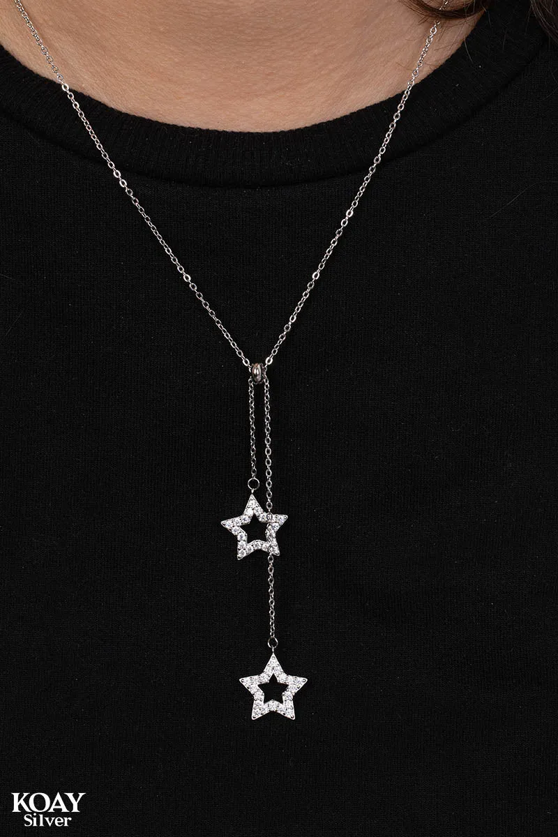 Double Zircon Stars Necklace