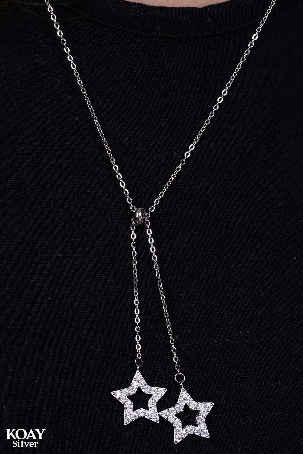 Double Zircon Stars Necklace