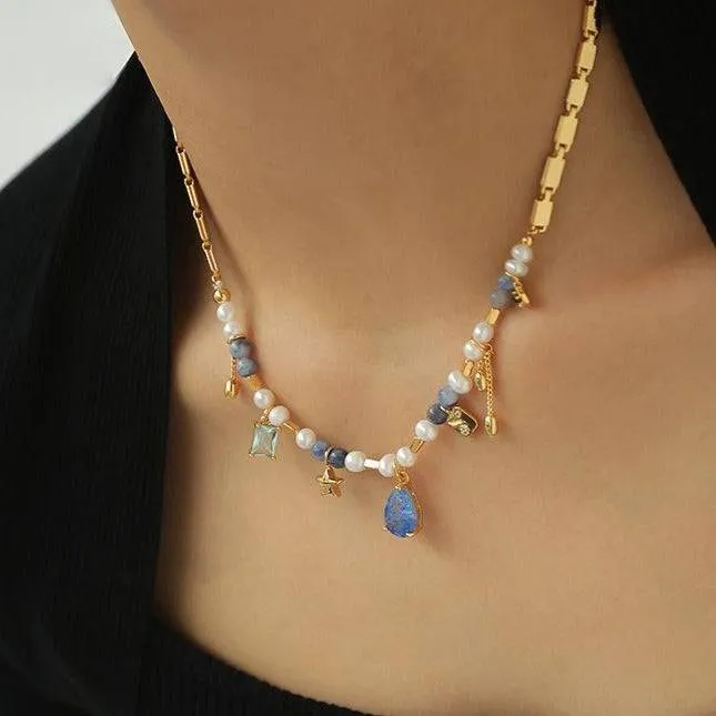 Elements Zircon Stones & Pearl Necklace