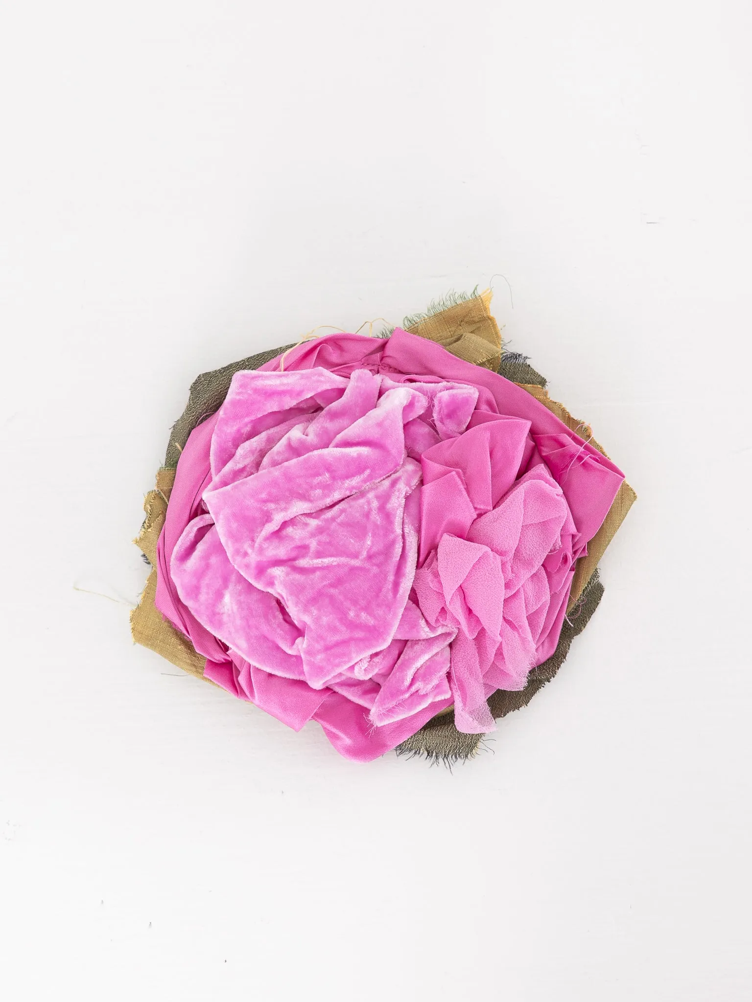 Elena Dawson Large Mophead Brooch, Pink Mixed Silk