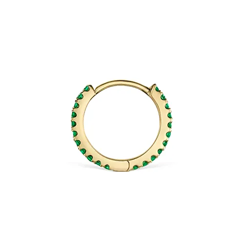 Emerald Eternity Hoop Earring by Maria Tash in Yellow Gold