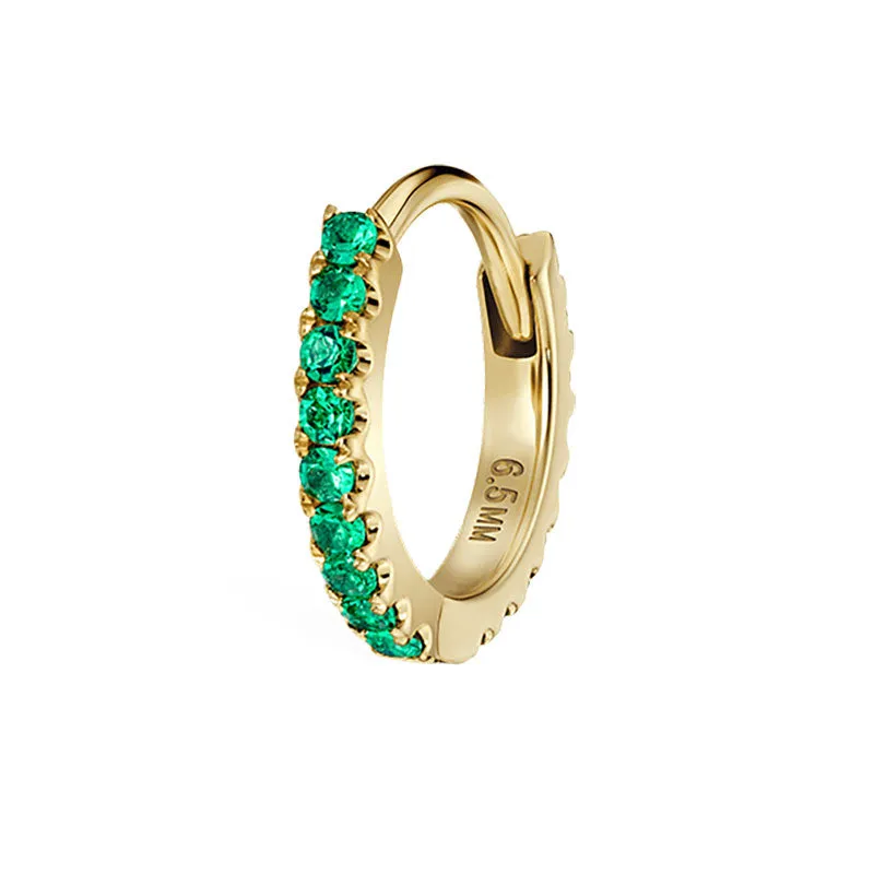 Emerald Eternity Hoop Earring by Maria Tash in Yellow Gold