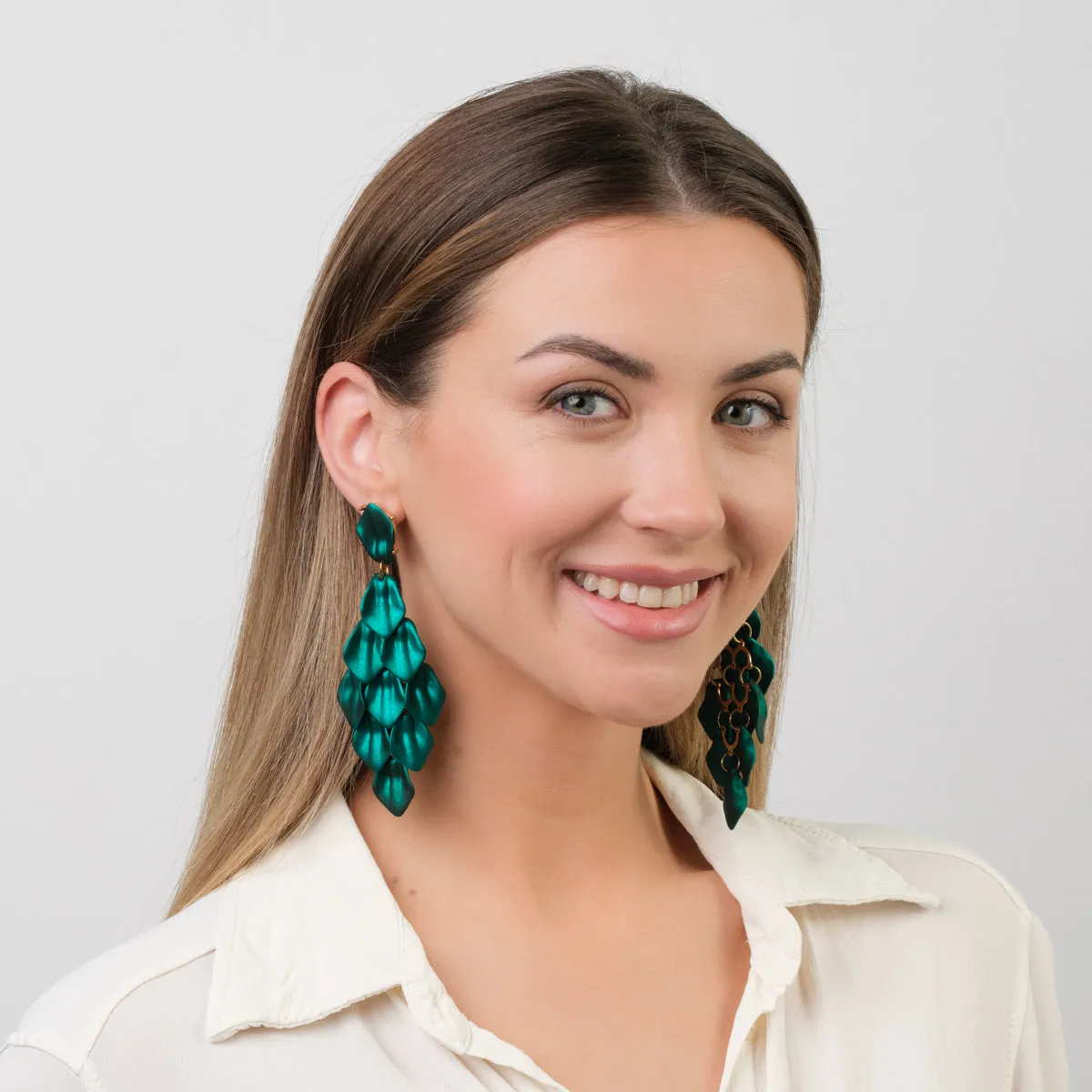 Emerald Leaves Dangle Earrings