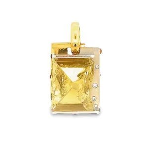 Estate Citrine, Diamond and Mulit-Stone Pendant in 18K White and Yellow Gold