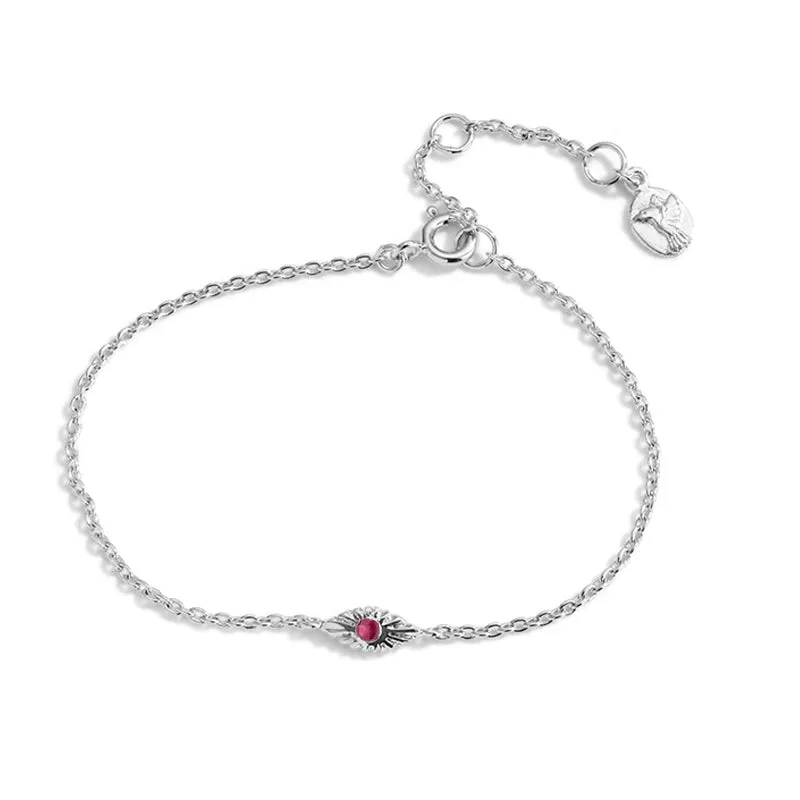 Evil Eye Bracelet, Ruby, Silver