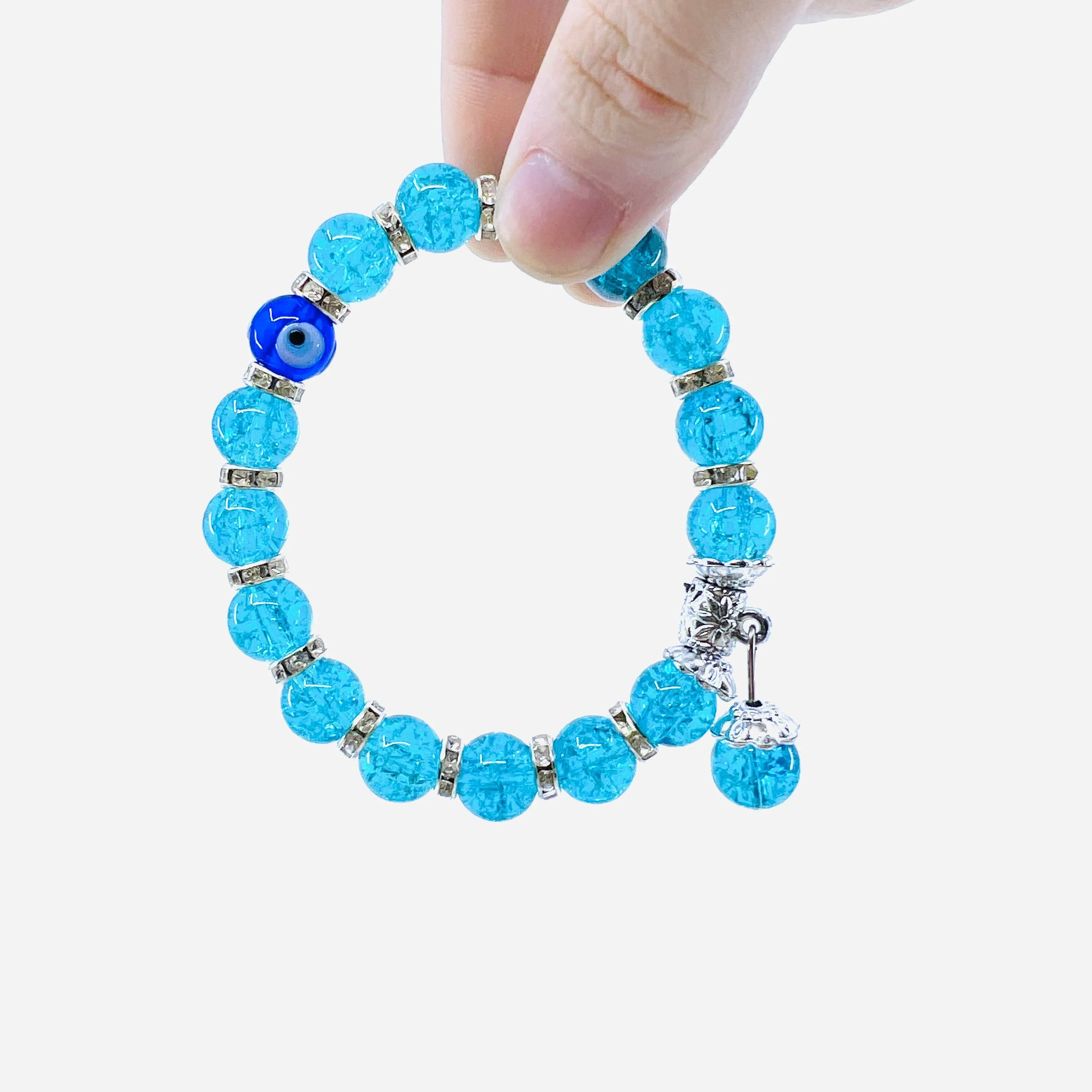 Evil Eye Dangle Glass Bead Bracelets