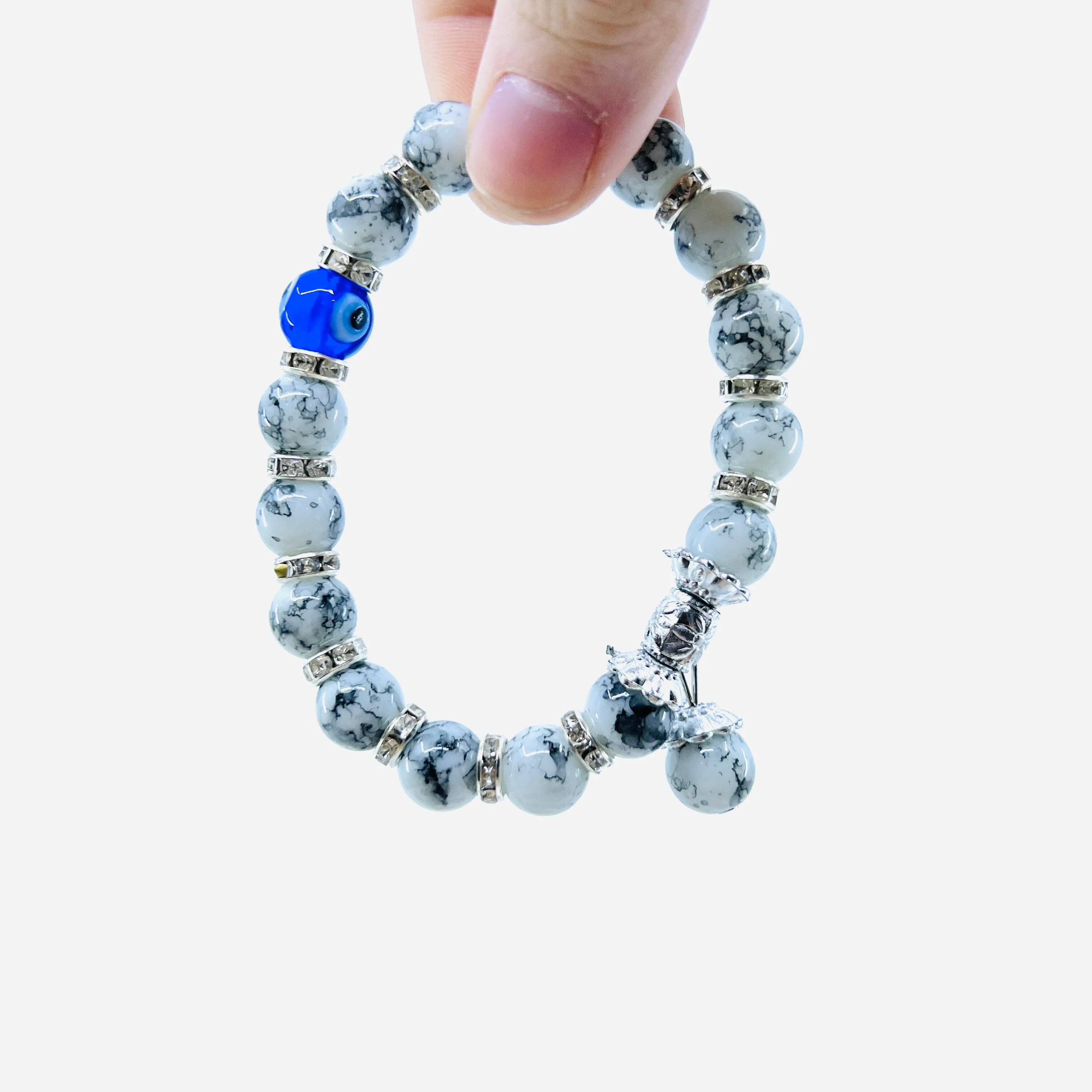 Evil Eye Dangle Glass Bead Bracelets