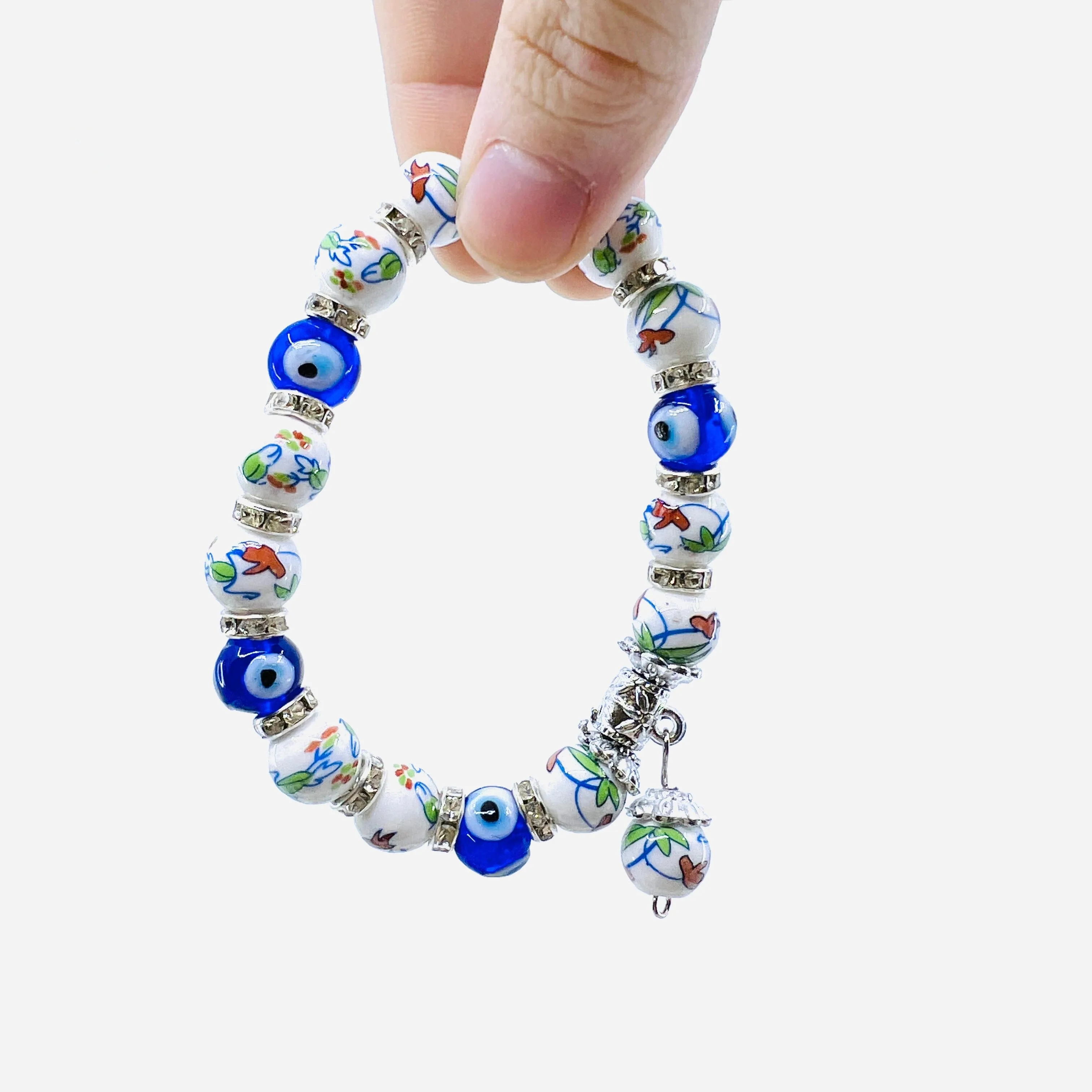 Evil Eye Dangle Glass Bead Bracelets