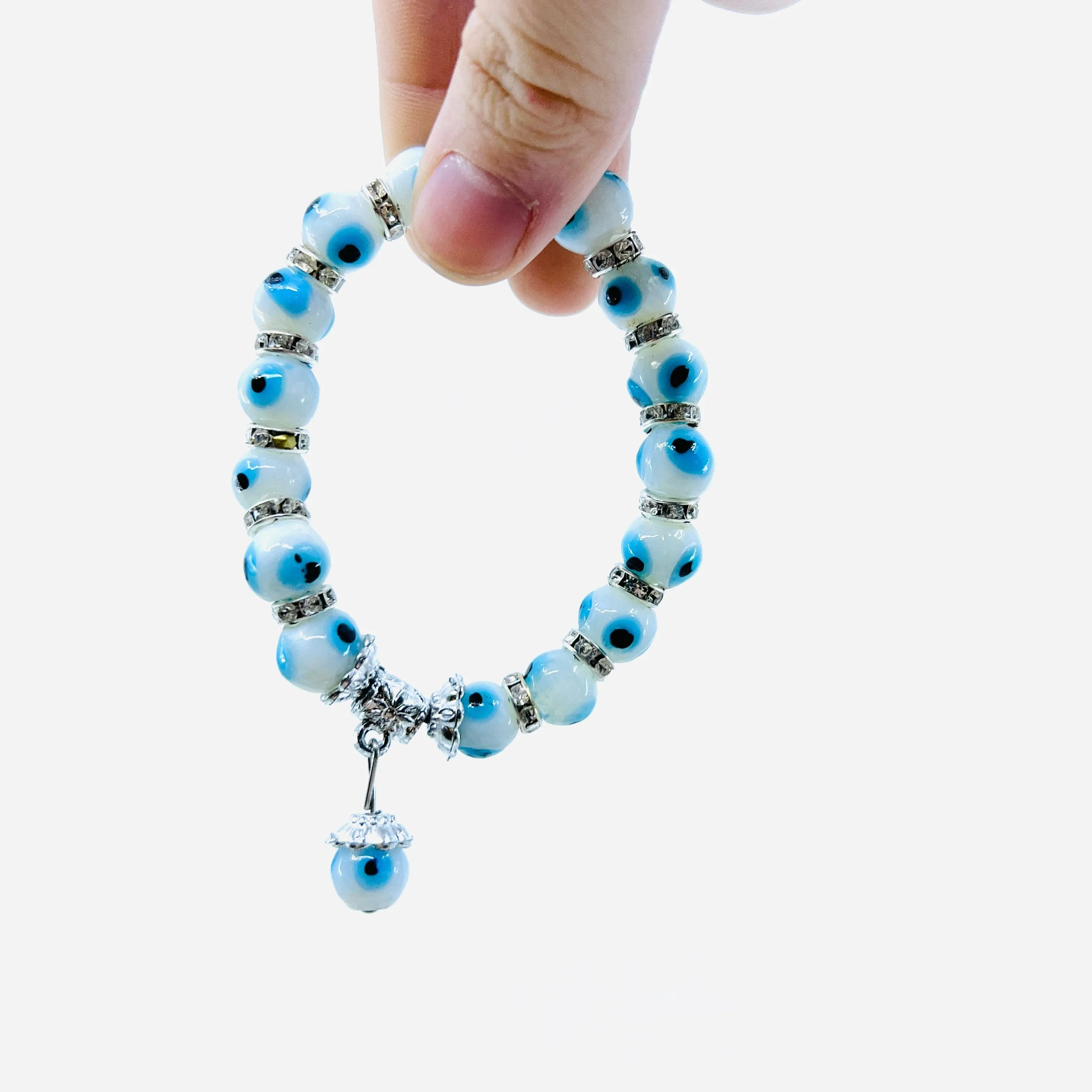 Evil Eye Dangle Glass Bead Bracelets