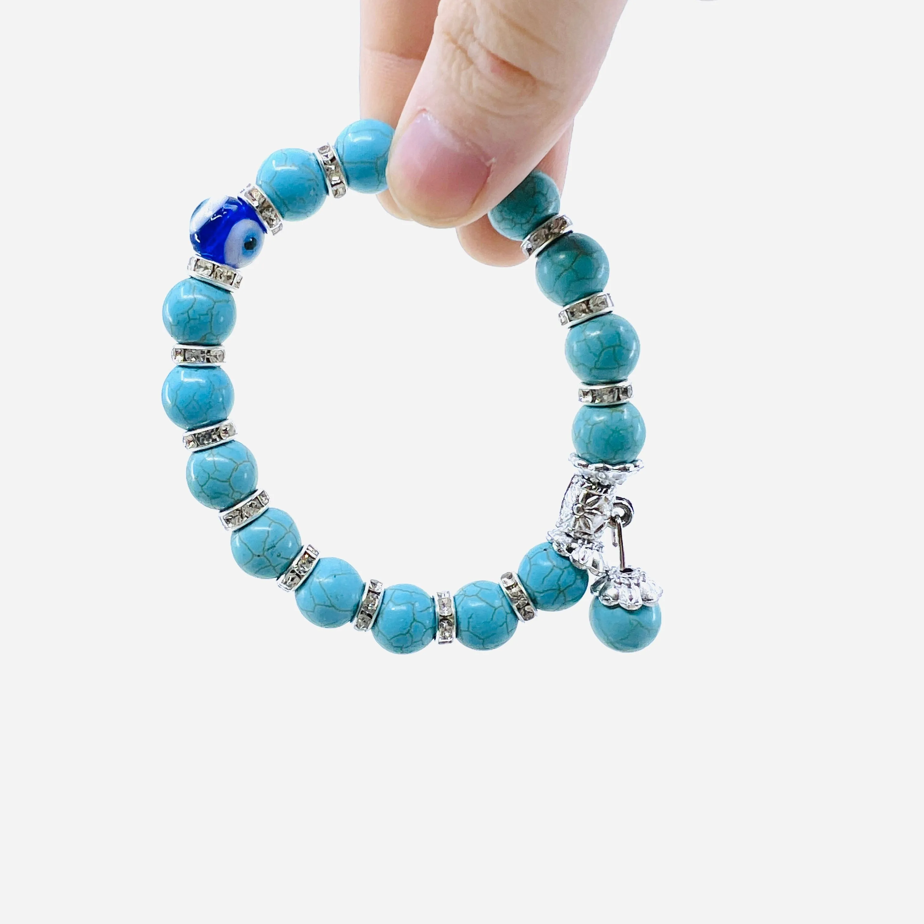 Evil Eye Dangle Glass Bead Bracelets