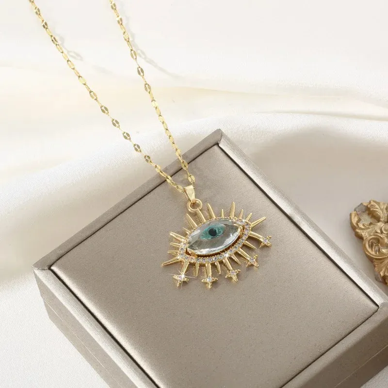 Eye Of Providence Necklace - Gold Plated Copper Zircon