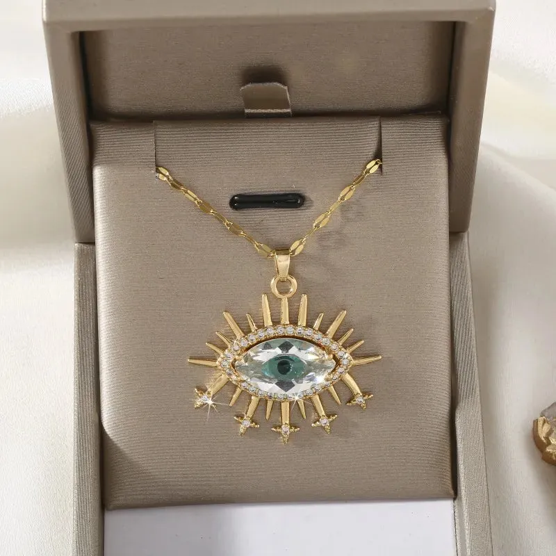 Eye Of Providence Necklace - Gold Plated Copper Zircon